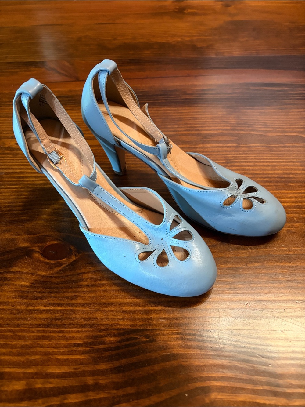 Blue Leather Mary Jane Character Heels